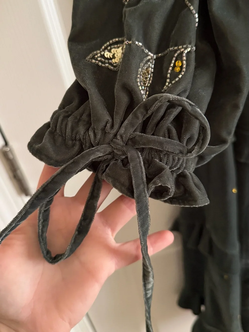 Embroidered Velvet Women's Dress - Picture 6 of 8